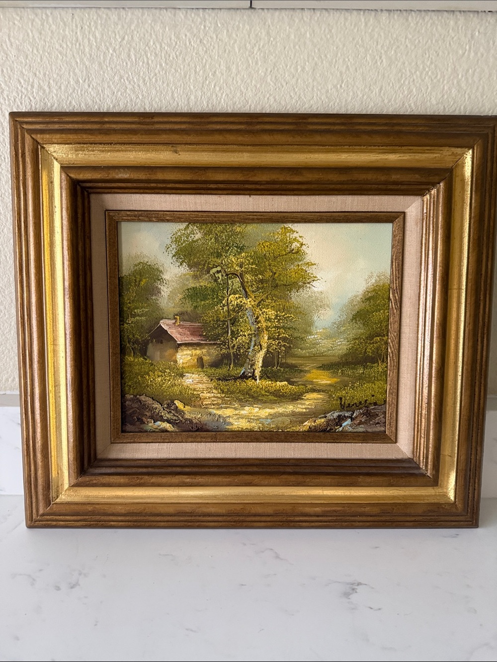Vintage Original Painting in wooden Frame on Canvas - Picture 10 of 10